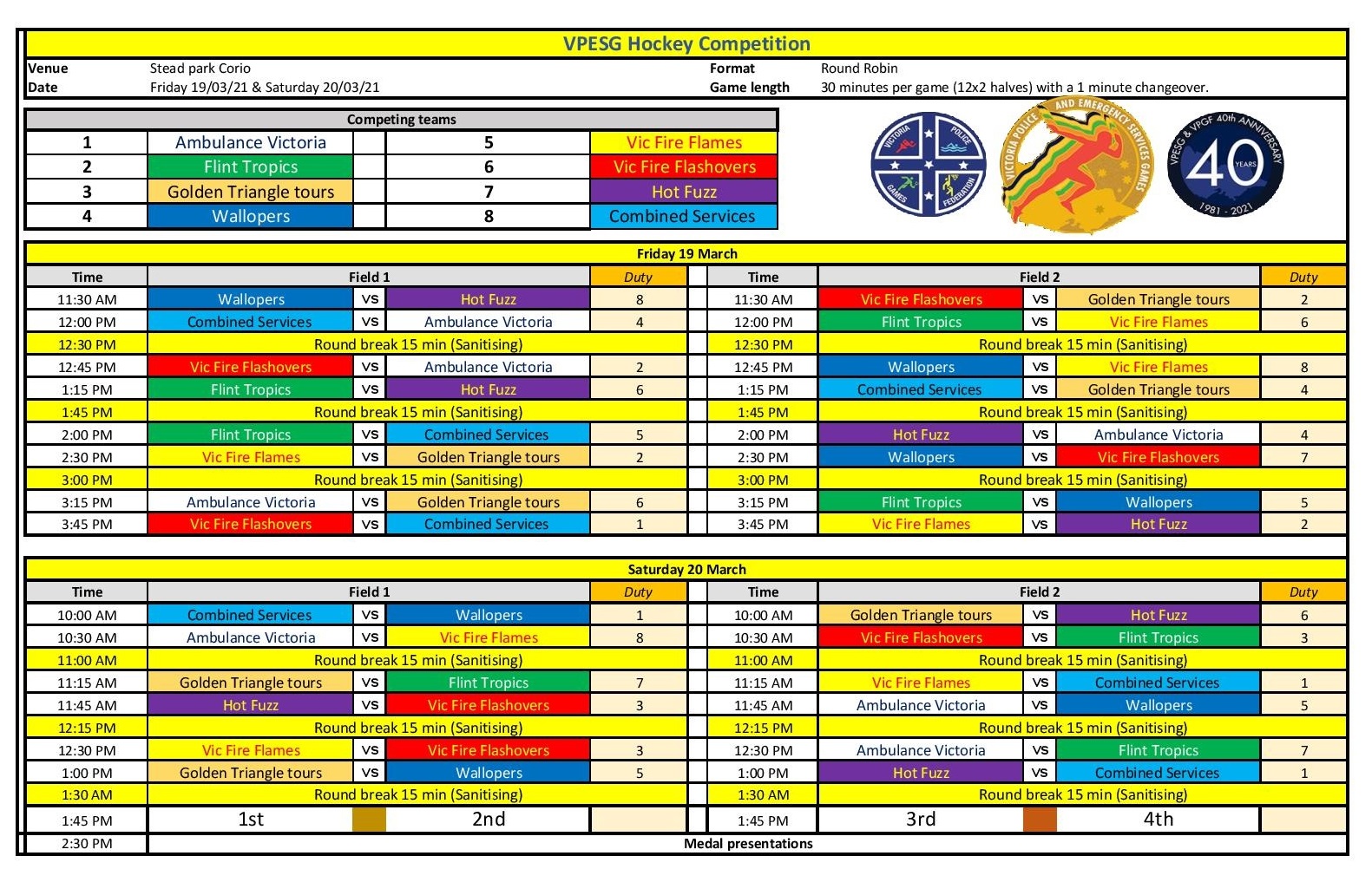 Vic Police & Emergency Services Games Geelong Hockey Association