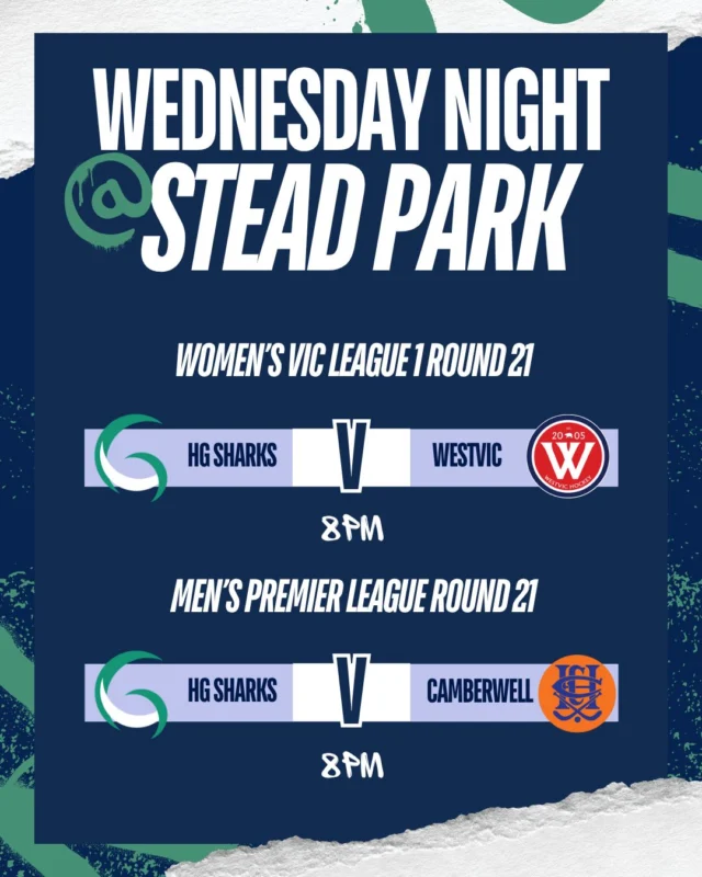 Check out the Senior Sharks teams at Stead Park this Wednesday night.

Bring your coat and your voice and cheer the Sharks on!